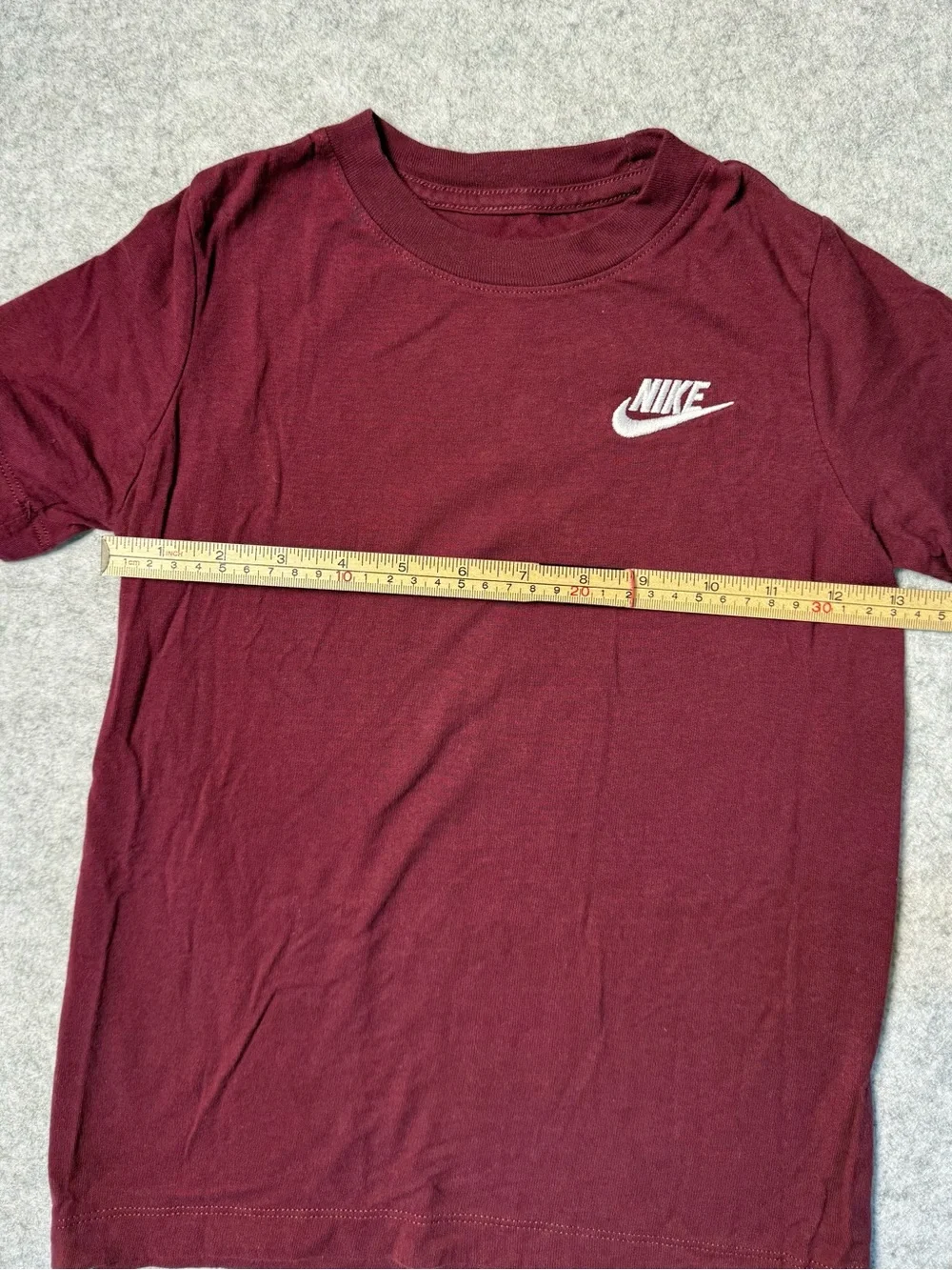 Nike Kid’s Burgundy Short-Sleeve Crew Tee with White Logo